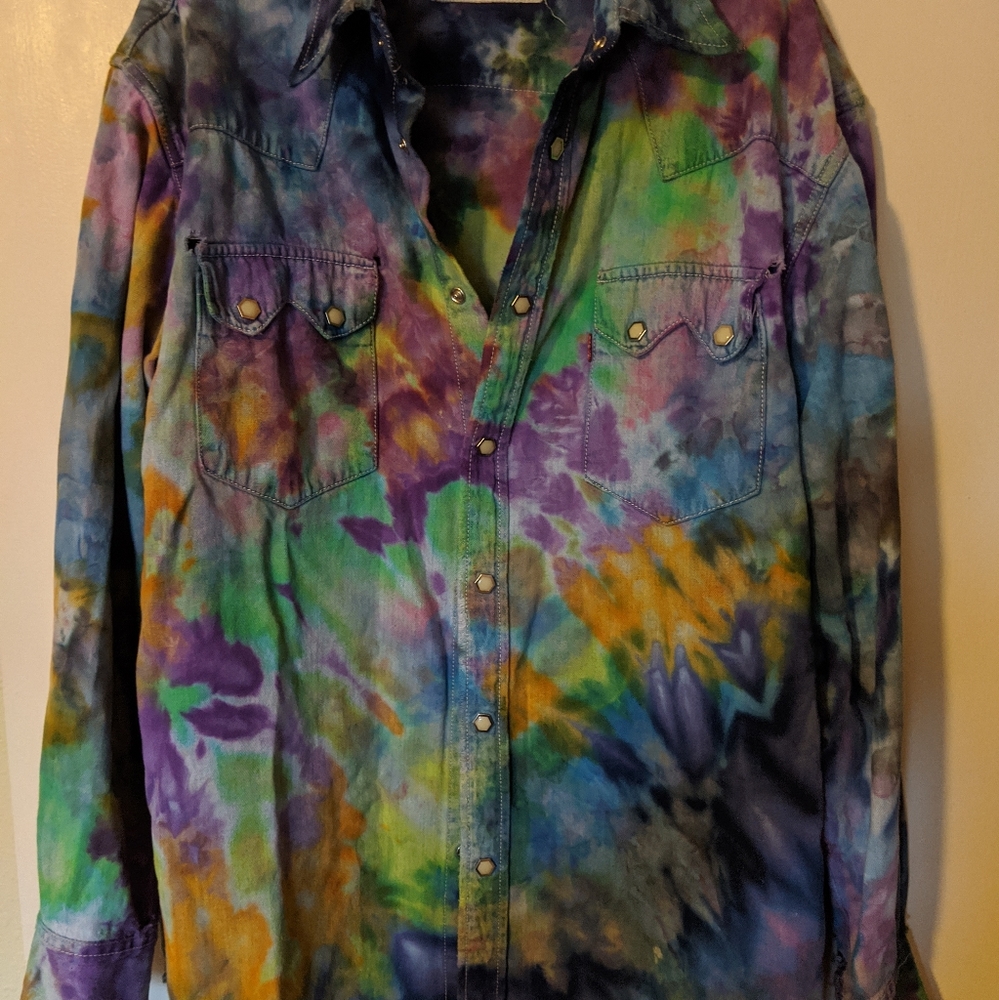 Levi's vintage tie-dye button up with pearl snaps